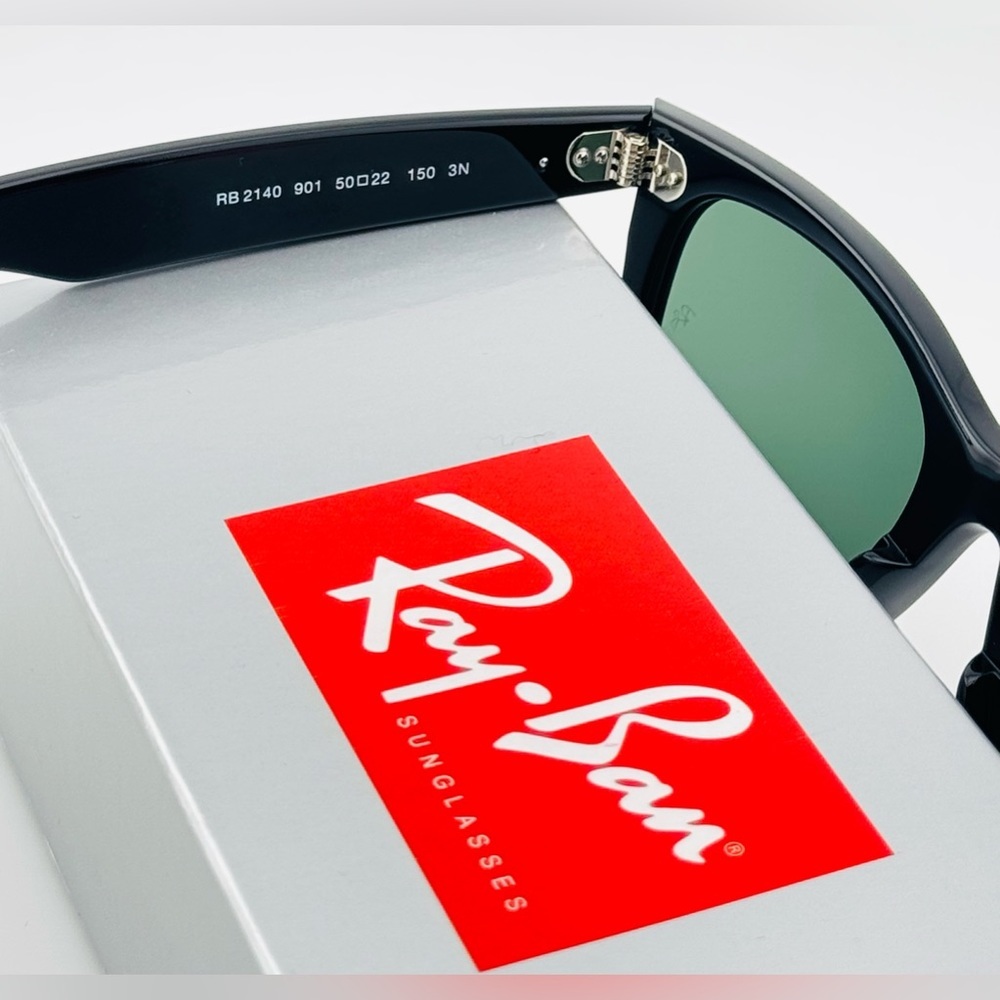Ray-Ban Sunglasses RB2140 Wayfarer Classic UNISEX! Acetate black Green Lenses - Picture 12 of 14